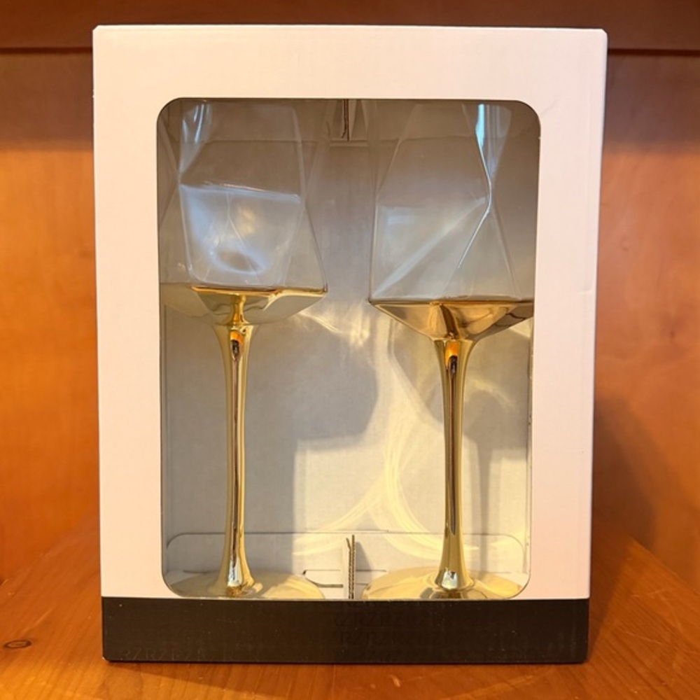 Gold Wine Glasses - Set of 2 Rachel Zoe Hexagon